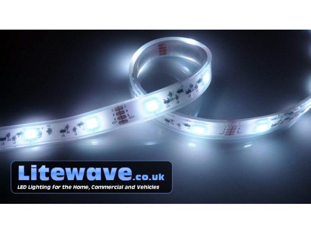Flexible Waterproof LED Tape displaying white, it can also display Warm White